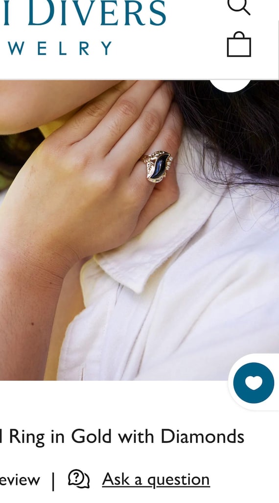 Maui Divers 14k Gold Black Coral Diamond Ring - Size 6 - Etsy