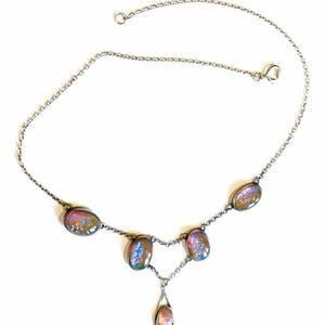 アンティーク OPAL PASTE ドラゴンズブレス STERLING festoon Rivière リヴィエール ネックレス