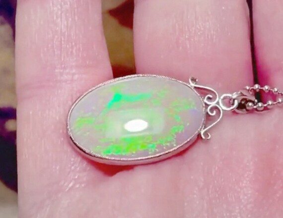 Platinum Australian Mintabie FIRE Opal bezel set … - image 9