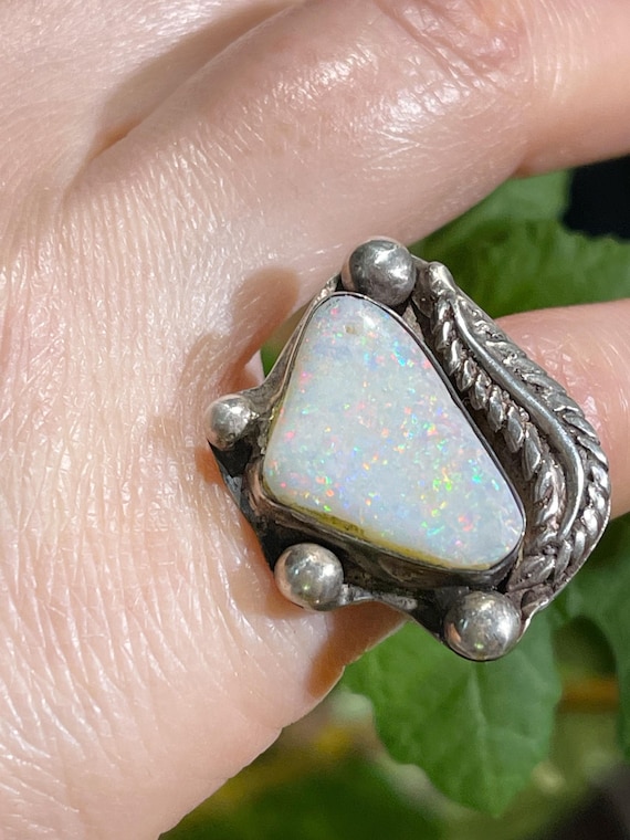 Native American Opal ring October birthstone ring Native American opal ring sterling View 4