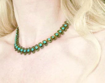Antique Vintage Riviere possibly Victorian  turquoise Paste  necklace