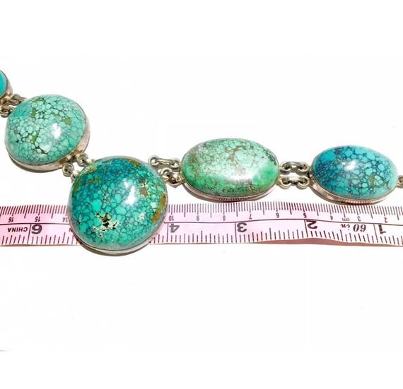 BIG Native American turquoise necklace spider web… - image 4