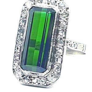 BIG Platinum tourmaline diamonds antique Victorian tourmaline ring tourmaline diamond halo ring image 1