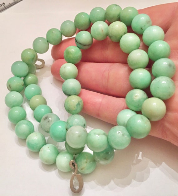 Platinum Natural Chrysoprase necklace solid Platin