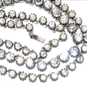 RARE 14k Victorian Riviere 14k solid gold and Sterling silver crown settings Paste necklace
