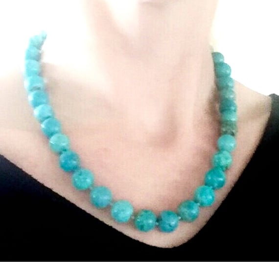 SOLID BIG Turquoise beads necklace blue natural turquoise necklace