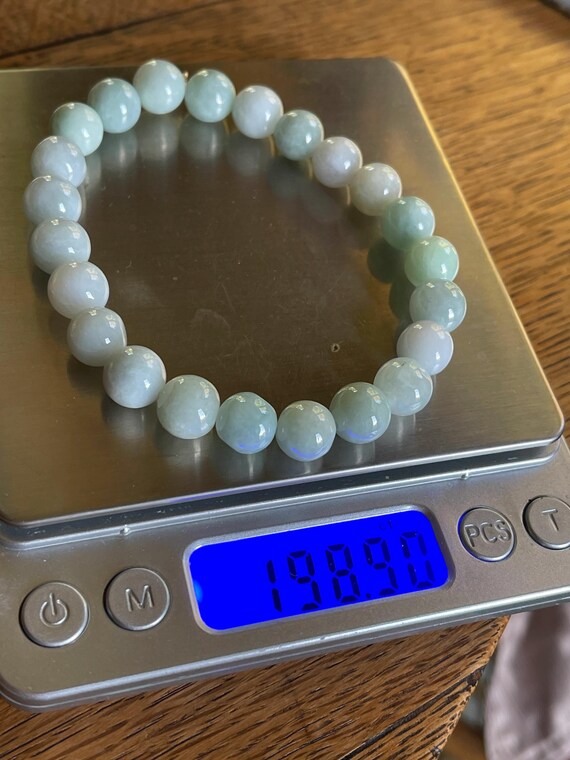 Jadeite beads bracelet unisex jadeite beads bracelet Mans jadeite bracelet mans bracelet bluish green jadeite View 4