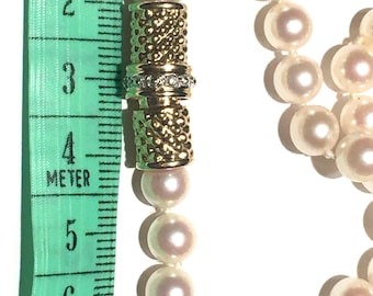 14k Diamond AAA Akoya pearls necklace with paperwork