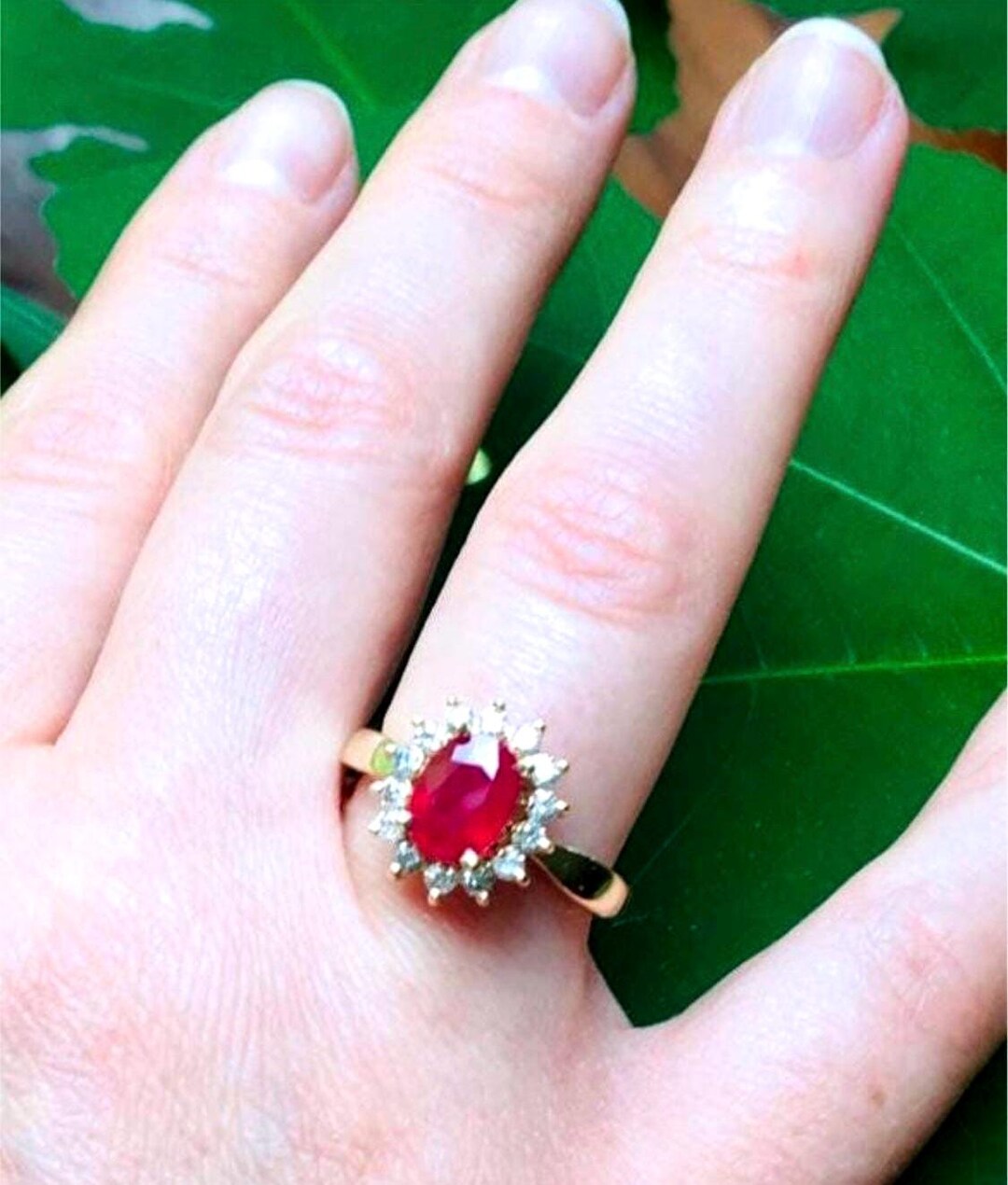 EFFY 14k Ruby Diamonds Halo Ring 14k Yellow Gold BH Designer Rare EFFY ...