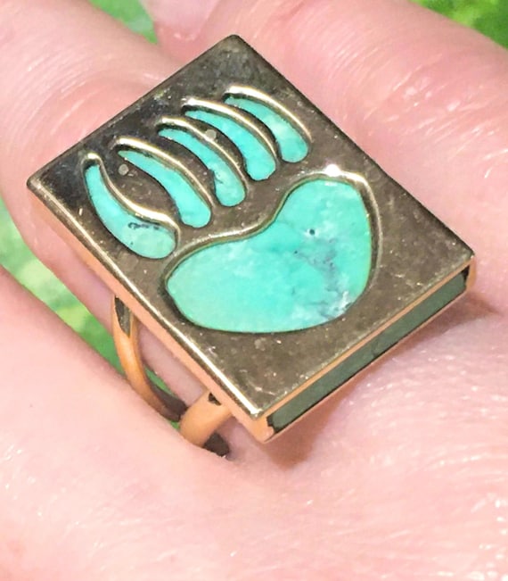 14k Gold Navajo Orvil Jack Turquoise Native American Navajo