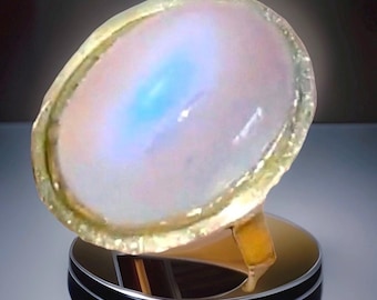 14k blau schimmernder Mondstein Ring schillernder Katzenauge Mondstein Ring Antik Stil Vintage Ring