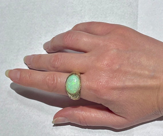 14k Mans Australian Opal ring Unisex Opal Natural… - image 5