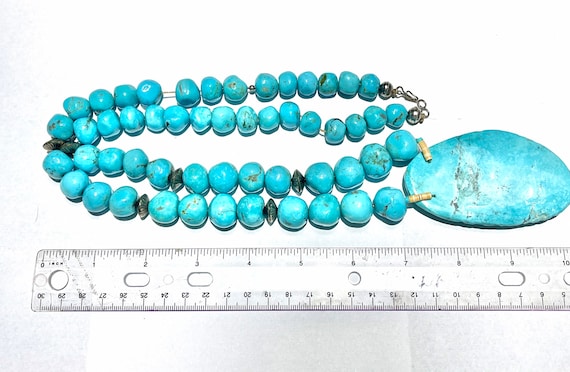 HUGE 1194TCW Navajo turquoise bead necklace Ultra… - image 9