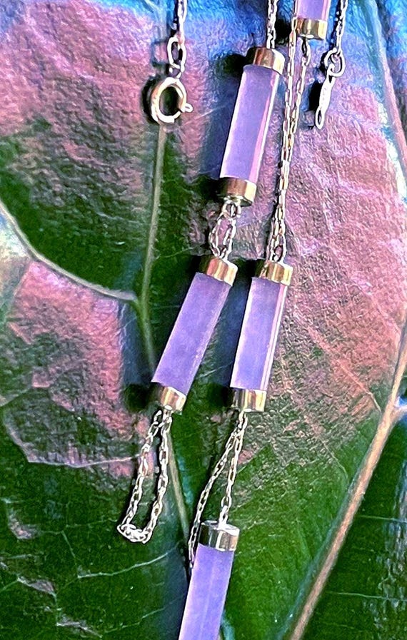 14k Lavender Jadeite necklace 14k lavender jadeite station necklace