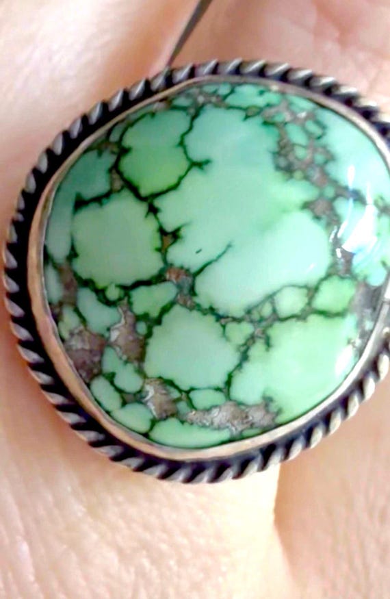 TOP Grade Carico Lake Turquoise ring, Turquoise Men's Ring, Navajo Spiderweb Carico Lake Turquoise Ring, Green turquoise ring