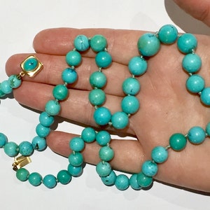 UNtreated solid Turquoise necklace GIA gemologist tested Vintage Robin Egg blue natural Untreated turquoise 14k gold necklace image 2