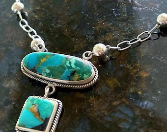 Blackjack Turquoise Lariat Necklace Black Jack turquoise necklace turquoise choker