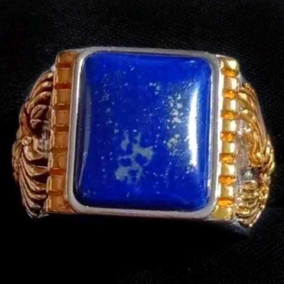 Native American Eagle Lapis Ring: Sterling Silver… - image 6
