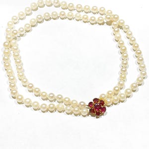 18k French Rubellite Saltwater akoya pearls necklace Victorian Post victorian necklace Eagle hallmark French hallmarks