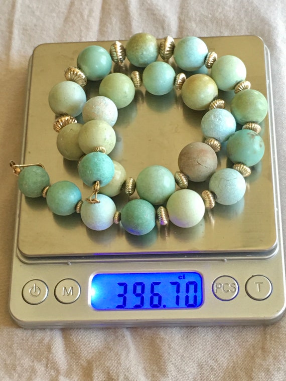 Antique Chinese Natural Turquoise round beads nec… - image 2