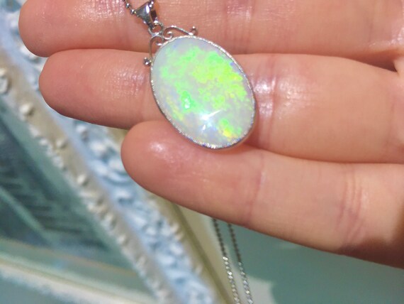 Platinum Australian Mintabie FIRE Opal bezel set … - image 7