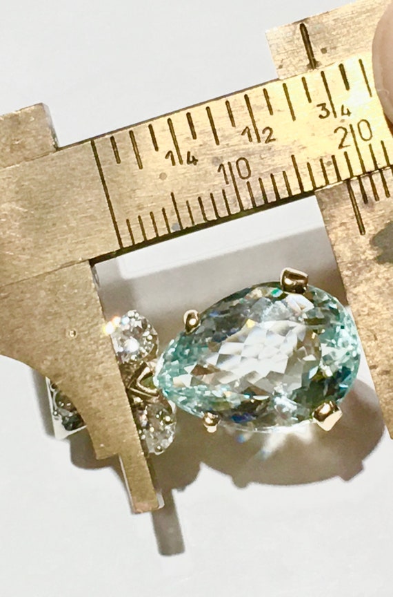 Large 14k gold Aquamarine diamonds pendant - image 3