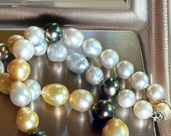 Collana Perle Conchiglia Tonde 8mm Multicolore 18 Pollici Collana Di Perle Multicolor Di Conchiglie Dei Mari Del Sud Da 8 Collana 18 Pollici