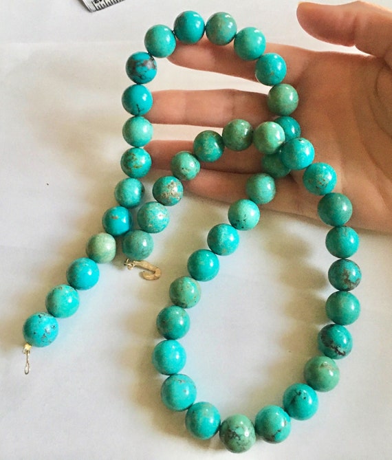 14k Large round Natural Turquoise Necklace