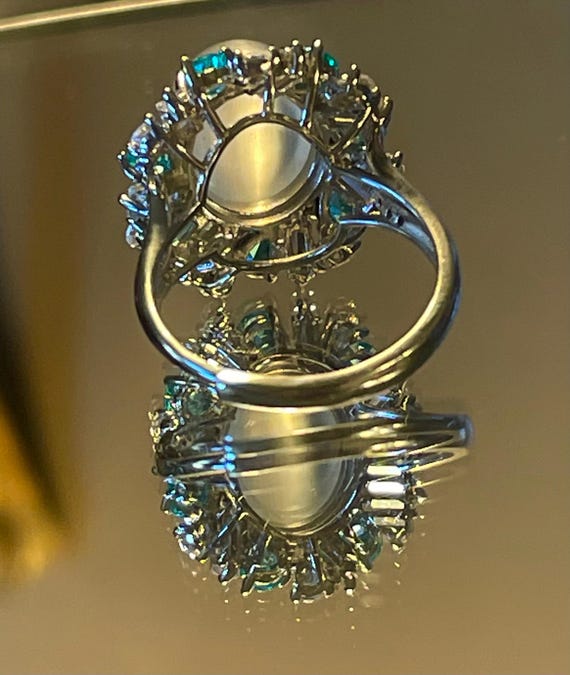 Natural Tall Moonstone ring ranslucent natural ca… - image 4