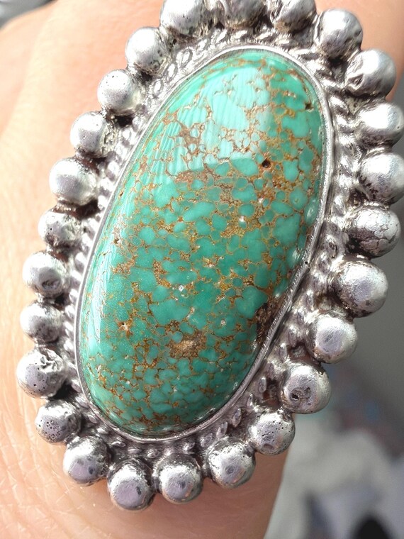 TOP Grade Carico Lake Turquoise ring, Turquoise Ring, Navajo Carico Lake Turquoise Ring, Green turquoise ring