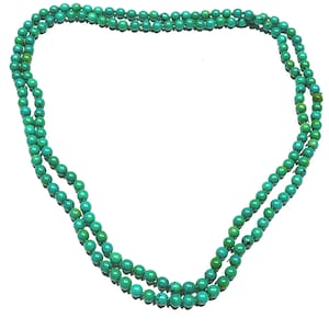 Vintage Green Turquoise Necklace: 1950s Opera Length Lariat