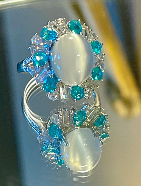 Natural Tall Moonstone ring ranslucent natural ca… - image 2