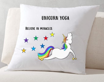 Kids Yoga Believe in Miracles Inspirational Decorative Unicorn Yoga Pillow Covers, Cases For Kids, Yoga Lovers, 20"x20" -Free Shipping