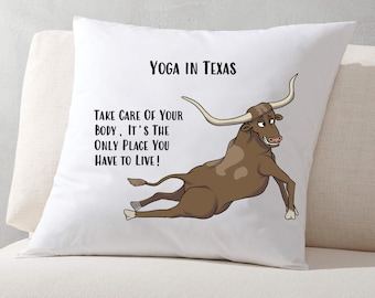 Inspirational Decorative Yoga Pillow Covers, Cases For Yoga Lovers, Yoga in Texas, 20"x20" -Free Shipping