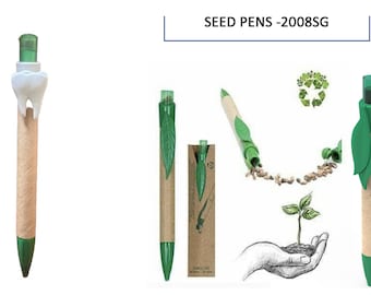 Dental Tooth Seed Pens, Plantable Favor, Earth Day Seed Pens, Logo Seed Pens Small Business Personalized, Free Shipping