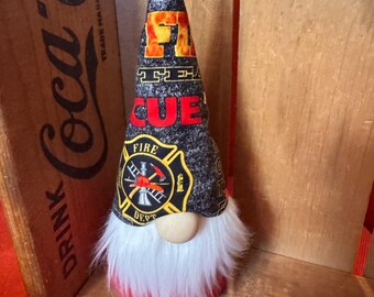 Handmade Firefighter Gnome, First Responder Gift