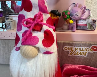 Handmade Pink Heart Valentine's Day Gnome Decoration