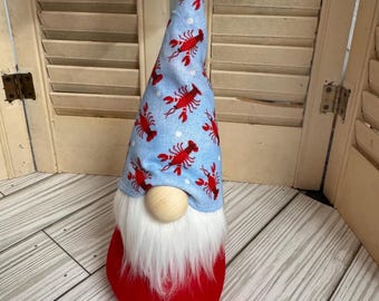 Crawfish Gnome, Seafood Boil Mascot, Holiday Decor