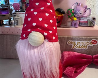 Handmade Valentine's Day Gnome, Red Heart Decor