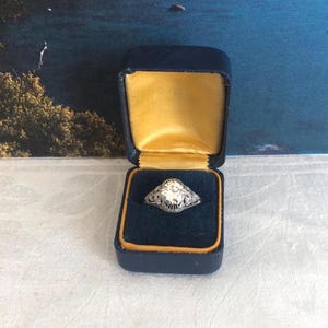 Vintage Art Deco Ring Box~Lake Tahoe Blue Small Engagement Ring Display Box~Ring Presentation Box~Gift Box~Small Pocket Ring Box~