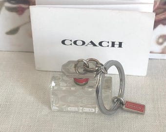COACH Metal Silver Tone Horse Carriage Hang Tag Bag Charm Leather