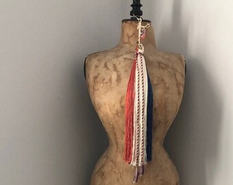 Vintage Turn of the Century Silk Parade Tassel~Red White and Blue U.S. 4th of July Parade Decoration~Patriotic RWB Tassel~Americana