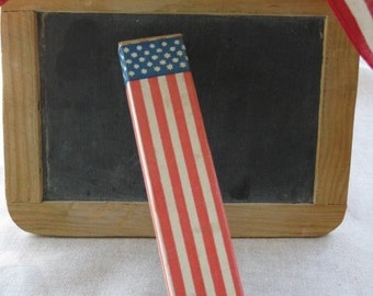 Antique Patriotic Slate Pencils~4 Red White and Blue Stars and Stripes Pencils In Original Paper Box~Americana