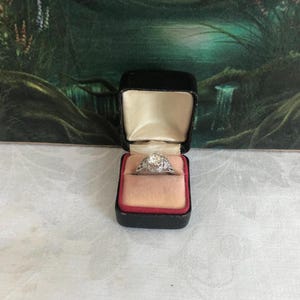 Vintage Ring Box~1930&#39;s Small Midnight Black Engagement Ring Display Box~Presentation Ring Box~Something Old~Small Pocket Ring Box~