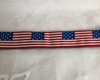 Vintage Antique Flag Ribbon~Silk USA Flag Ribbon~Red White and Blue USA Flag Ribbon~Patriotic Decor