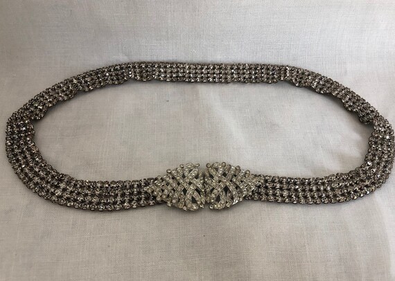 Vintage 1930's Prong Set Rhinestone Paste Belt~Fl… - image 5