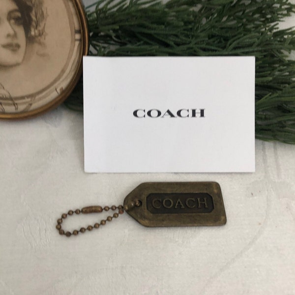 Vintage Coach Antique Brass Hang Tag~Classic Coach Purse Fob from a Vintage Coach Purse~Gifts for Her