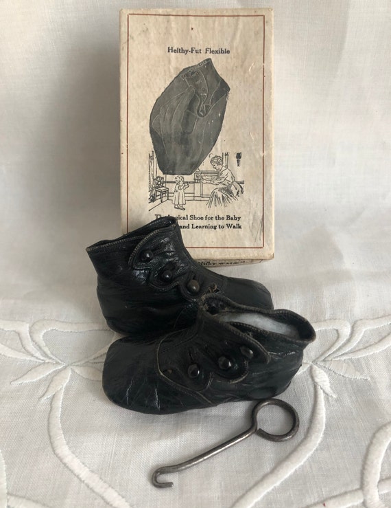 Vintage Midnight Black Baby Boots~Itty Bitty Baby 