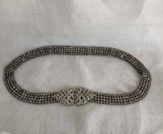 Vintage 1930's Prong Set Rhinestone Paste Belt~Fl… - image 1