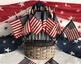 Antique Hand Carved Wood Flag Holder~Basket Weave Wooden Flag Holder~Authentic American Country~4th of July~American Craftmanship~Americana